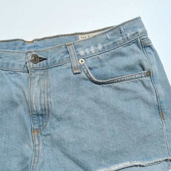 Rag & Bone Huntington Light Wash Mid Rise Cut Off Raw Hem Denim Jean Shorts 27 - Picture 2 of 13